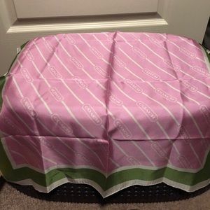 Coach pink and green logo scarf